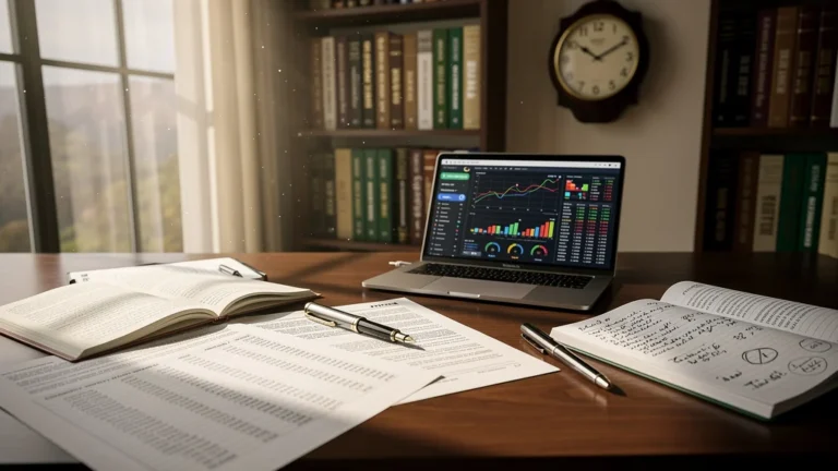 Bureau moderne hyperréaliste illustrant l’analyse critique des SCPI comme placement financier tranquille